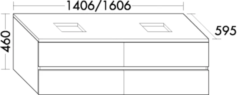 BB Waschtischunterschrank (WWXZ141) Cube, 595x1406x460, PG1
