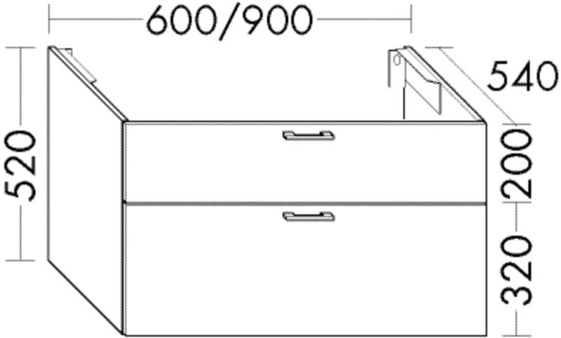 BB Waschtisch-Unterschrank (WVIE070) Sys30, 540x700x520, PG2