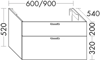 BB Waschtisch-Unterschrank (WVIE070) Sys30, 540x700x520, PG2