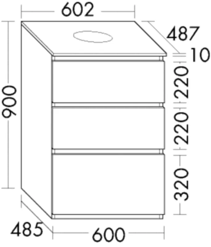 BB Waschtischunterschrank (WWYJ060) Lin20, 487x602x900, PG2