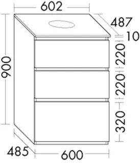BB Waschtischunterschrank (WWYJ060) Lin20, 487x602x900, PG2