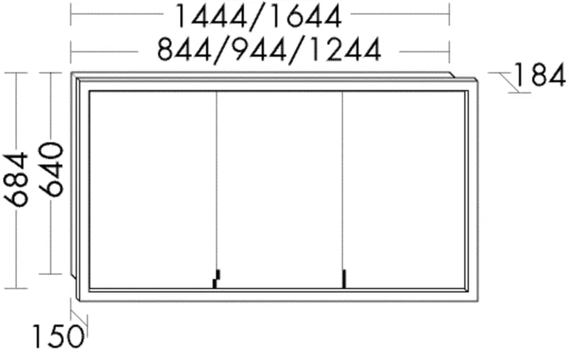 BB Spiegelschrank (SPIB160) Sys30, 184x1644x684, PG1