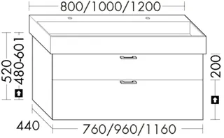 BB Waschtisch-Unterschr. (WYLD096) Sys30, 440x960x520, PG2