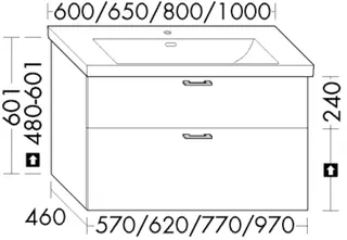 BB Waschtisch-Unterschr. (WYLG097) Sys30, 460x970x600, PG2