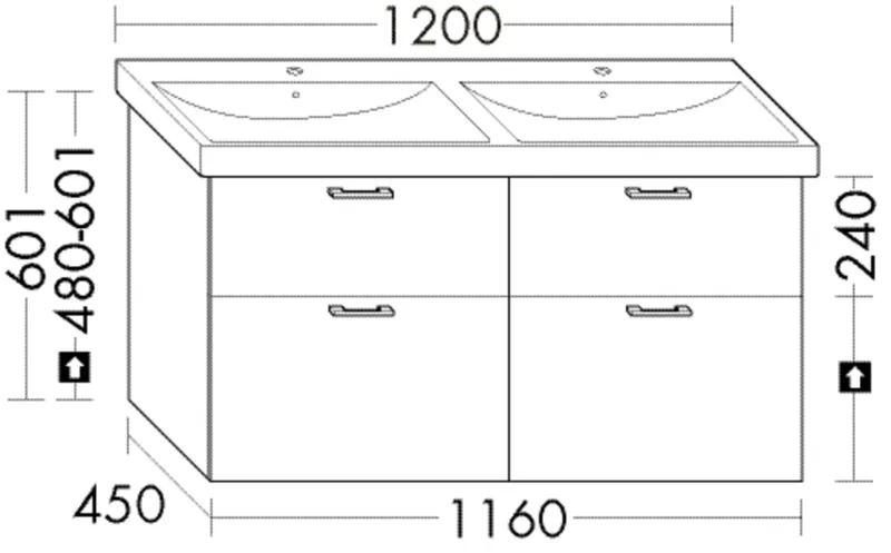BB Waschtisch-Unterschr. (WYLB116) Sys30, 450x1160x601, PG2