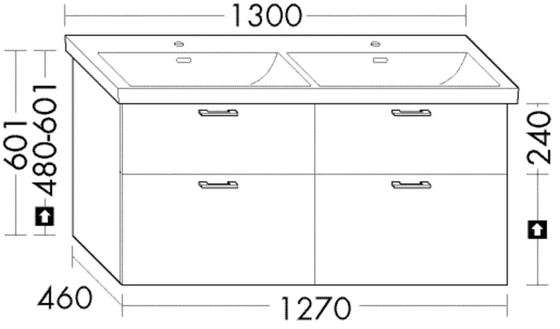BB Waschtisch-Unterschr. (WYLH127) Sys30, 460x1270x600, PG2