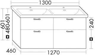 BB Waschtisch-Unterschr. (WYLH127) Sys30, 460x1270x600, PG2