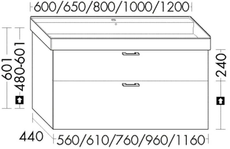 BB Waschtisch-Unterschr. (WYLC096) Sys30, 440x960x601, PG2