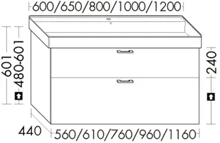 BB Waschtisch-Unterschr. (WYLC096) Sys30, 440x960x601, PG2