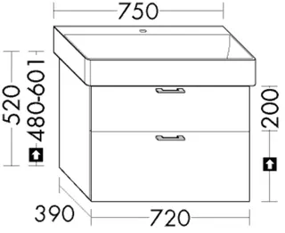 BB Waschtisch-Unterschr. (WYKT072) Sys30, 390x720x520, PG3