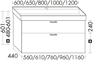 BB Waschtisch-Unterschr. (WYLC116) Sys30, 440x1160x601, PG2