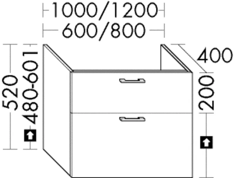 BB Waschtisch-Unterschrank (WYGX060) Sys30, 400x600x520, PG2