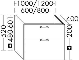 BB Waschtisch-Unterschrank (WYGX060) Sys30, 400x600x520, PG2