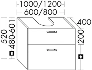 BB Waschb.-Unt.schr. (WYGS060) Sys30, 400x600x520, PG2