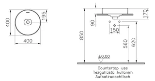 VitrA Aufsatzschale New Metropole d: 400 mm rund mit Überlaufschlitz Weiß Hochglanz – Bild 2