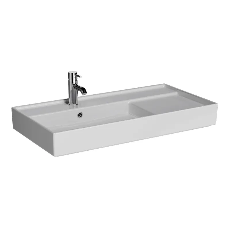 VitrA Waschtisch ArchiPlan 90x46cm asymmet. mit Hahnloch mit Überlauf Weiß Hochglanz