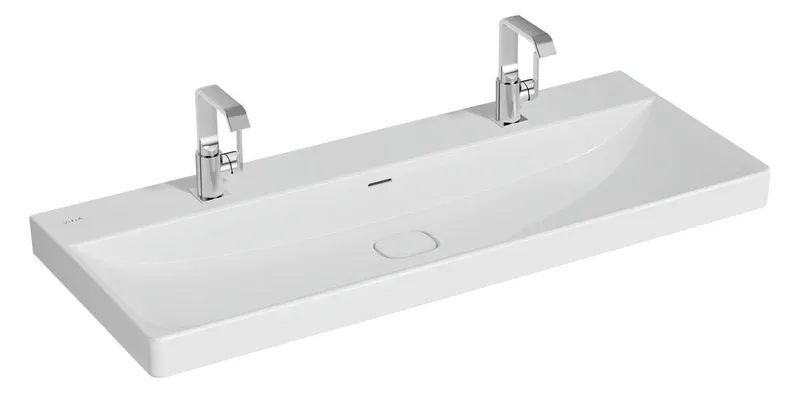 VitrA Doppel-Waschtisch New Metropole 1200 x 470 mm rechteckig Überlaufschlitz Weiß Hochgla.