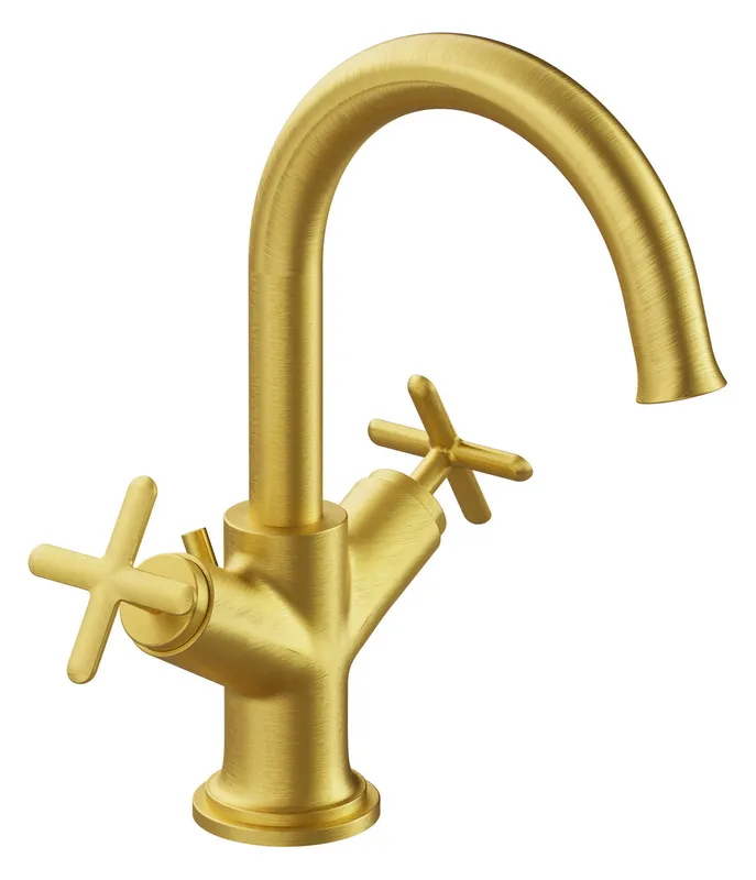 VitrA Zweigriff-Waschtisch-Mischer Origin Classic Excenter h: 260 mm Einlochm. Gold gebür.