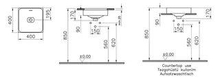 VitrA Unterbau-Waschtisch New Metropole 400 x 400mm quadratisch mit Überlauf Weiß Hochglanz – Bild 2