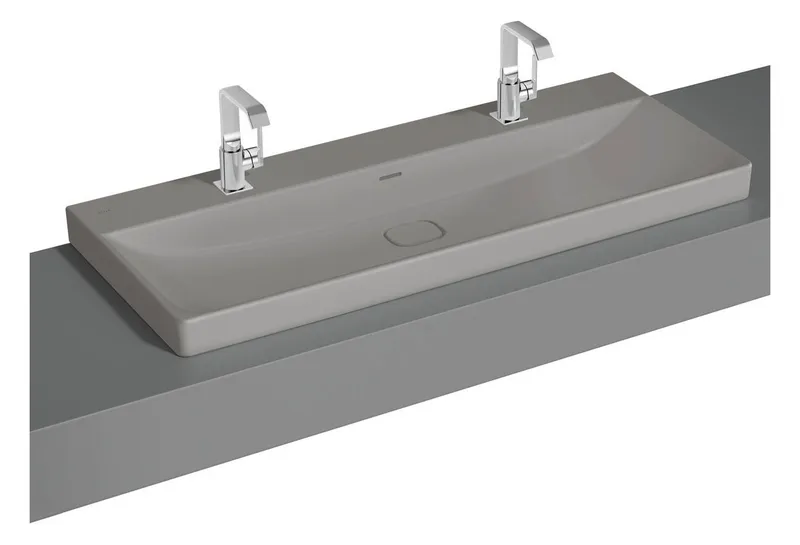 VitrA Doppel-AWT New Metropole 1200 x 470mm geschliffen Überlaufschlitz Steingrau Mt
