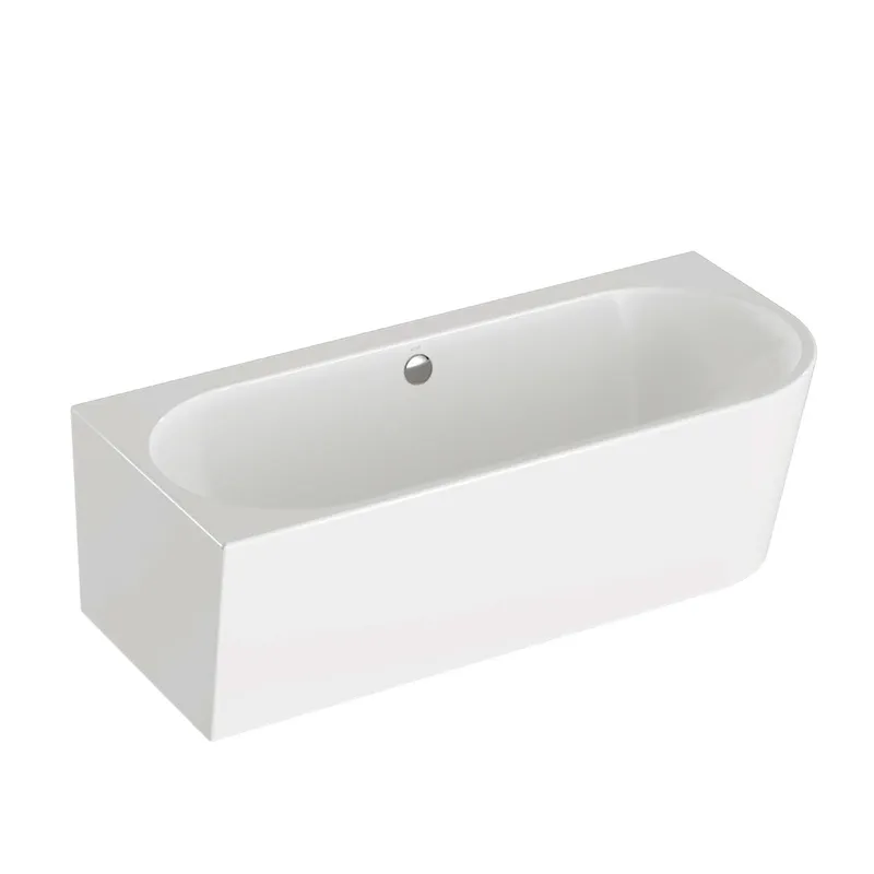 VitrA Badewanne Geo back to wall Ecke links 180 x 80 mit Überlauf Weiß Hochglanz