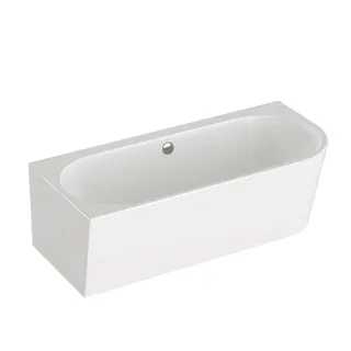 VitrA Badewanne Geo back to wall Ecke links 180 x 80 mit Überlauf Weiß Hochglanz