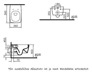 VitrA Tiefspül-Wand-WC Flush 2.0 Metropole 360 x 560 mm V-Fit 2.0 Steingrau Matt – Bild 2