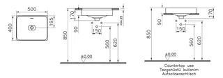 VitrA Unterbau-Waschtisch New Metropole 500 x 400mm rechteckig mit Überlauf Weiß Hochglanz – Bild 2