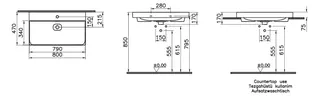 VitrA Waschtisch New Metropole 800 x 470 mm rechteckig Überlaufschlitz Weiß Hochgla. – Bild 2