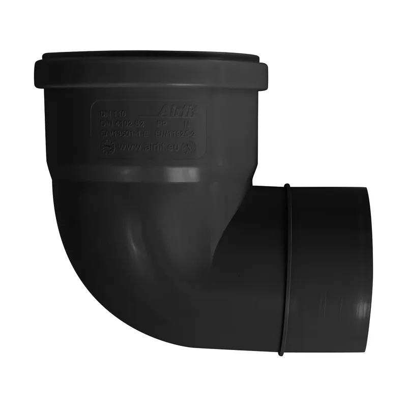 airfit Winkel-Reduzieradap. Muffe DN110 Spitzende 90, 87,5 Grad aus PP