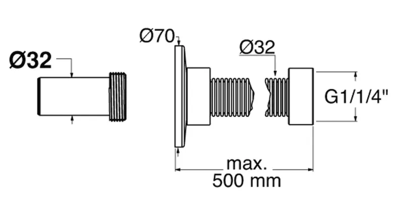 GD Ablaufventil ,#SCCR-RACC.DM32L50F4 Chrom, L50 Anschluss D:3,2