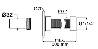 GD Ablaufventil ,#SCCR-RACC.DM32L50F4 Chrom, L50 Anschluss D:3,2