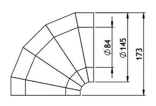 GWK AL-System - Bogen ID 084 - AD 145 PIR, 50% n. GEG, 90Grad, DN65, silber – Bild 2