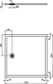 Ideal Standard Quadrat-Brausewanne Ultra Flat S, 1200x1200x30mm, Sandstein – Bild 3