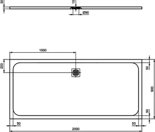 Ideal Standard Rechteck-Brausewanne Ultra Flat S, 2000x900x30mm, Sandstein – Bild 3