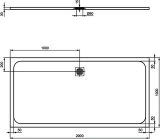 Ideal Standard Rechteck-Brausewanne Ultra Flat S, 2000x1000x30mm, Sandstein – Bild 3