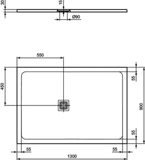 Ideal Standard Rechteck-Brausewanne Ultra Flat S + 1300x900mm Quarzgrau – Bild 3