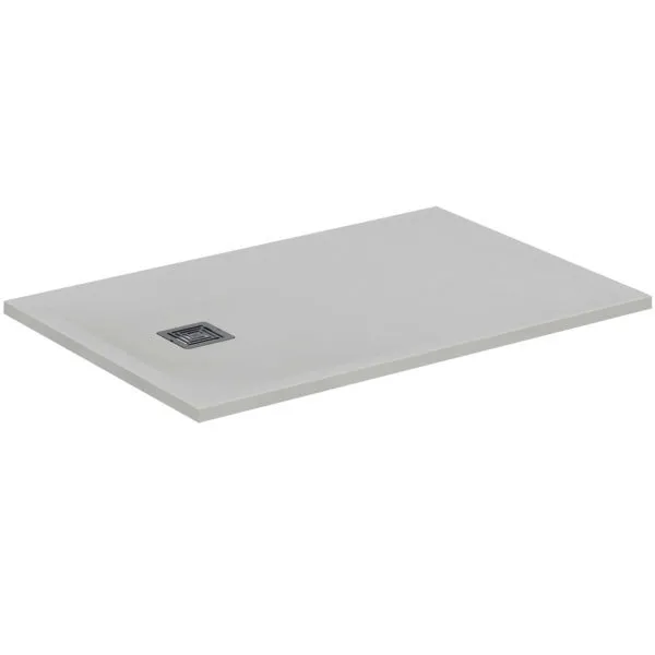 Ideal Standard Rechteck-Brausewanne Ultra Flat S + 1200x800mm Abl.25cm Mitte/Seite Weiß