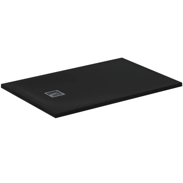 Ideal Standard Rechteck-Brausewanne Ultra Flat S + 1200x800mm Abl.25cm Mitte/Seite Grau