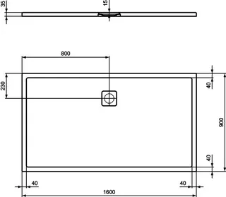 Ideal Standard Rechteck-Brausewanne Ultra Flat Evo 1600x900x35mm Grau matt – Bild 3