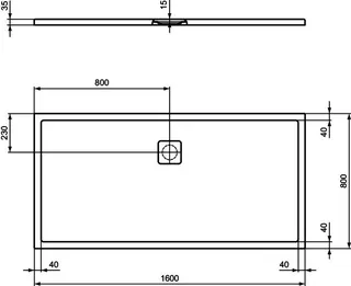 Ideal Standard Rechteck-Brausewanne Ultra Flat Evo 1600x800x35mm Seidenweiß – Bild 3