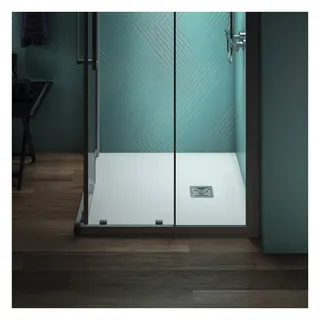 Ideal Standard Quadrat-Brausewanne Ultra Flat S + 900x900mm Abl.25cm Mitte/Seite Weiß – Bild 4