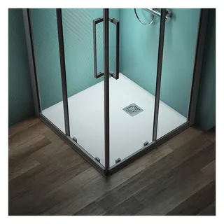 Ideal Standard Quadrat-Brausewanne Ultra Flat S + 900x900mm Abl.25cm Mitte/Seite Weiß – Bild 5