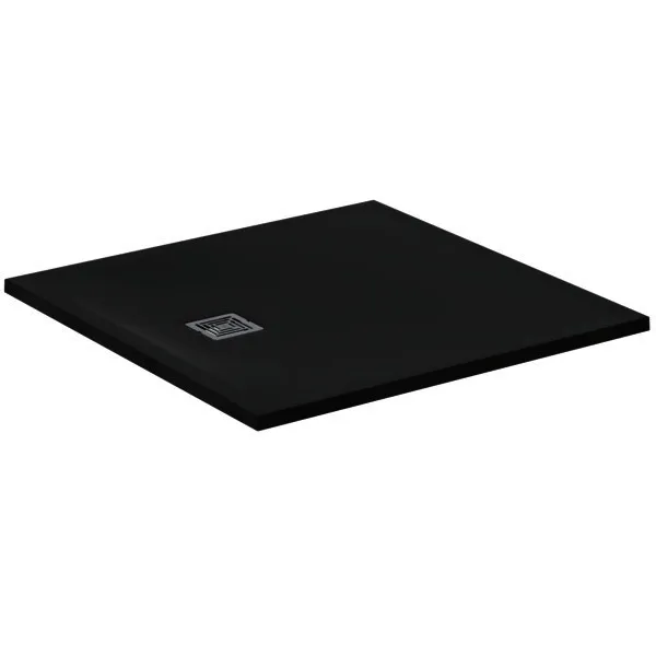 Ideal Standard Quadrat-Brausewanne Ultra Flat S + 1000x1000mmAbl.25cm Mitte/Seite Schiefer