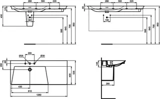 Ideal Standard Möbelwaschtisch La Dolce Vita 1260 mm 3 Hahnlöcher m.Überlauf Abl.rechts Weiß – Bild 5