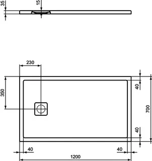 Ideal Standard Rechteck-Brausewanne Ultra Flat Evo 1200x700x35mm Seidenweiß – Bild 3