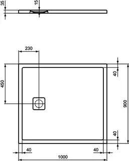 Ideal Standard Rechteck-Brausewanne Ultra Flat Evo 1000x900x35mm Seidenweiß – Bild 3