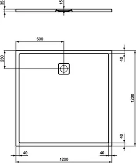 Ideal Standard Quadrat-Brausewanne Ultra Flat Evo 1200x1200x35mm Seidenweiß – Bild 3