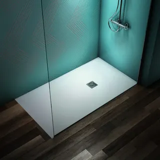 Ideal Standard Rechteck-Brausewanne Ultra Flat S + 1600x900mm Abl.55cm Mitte/Seite Weiß – Bild 4