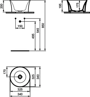 Ideal Standard Schale La Dolce Vita 340 mm ohne Hahnloch ohne Überlauf Weiß – Bild 5